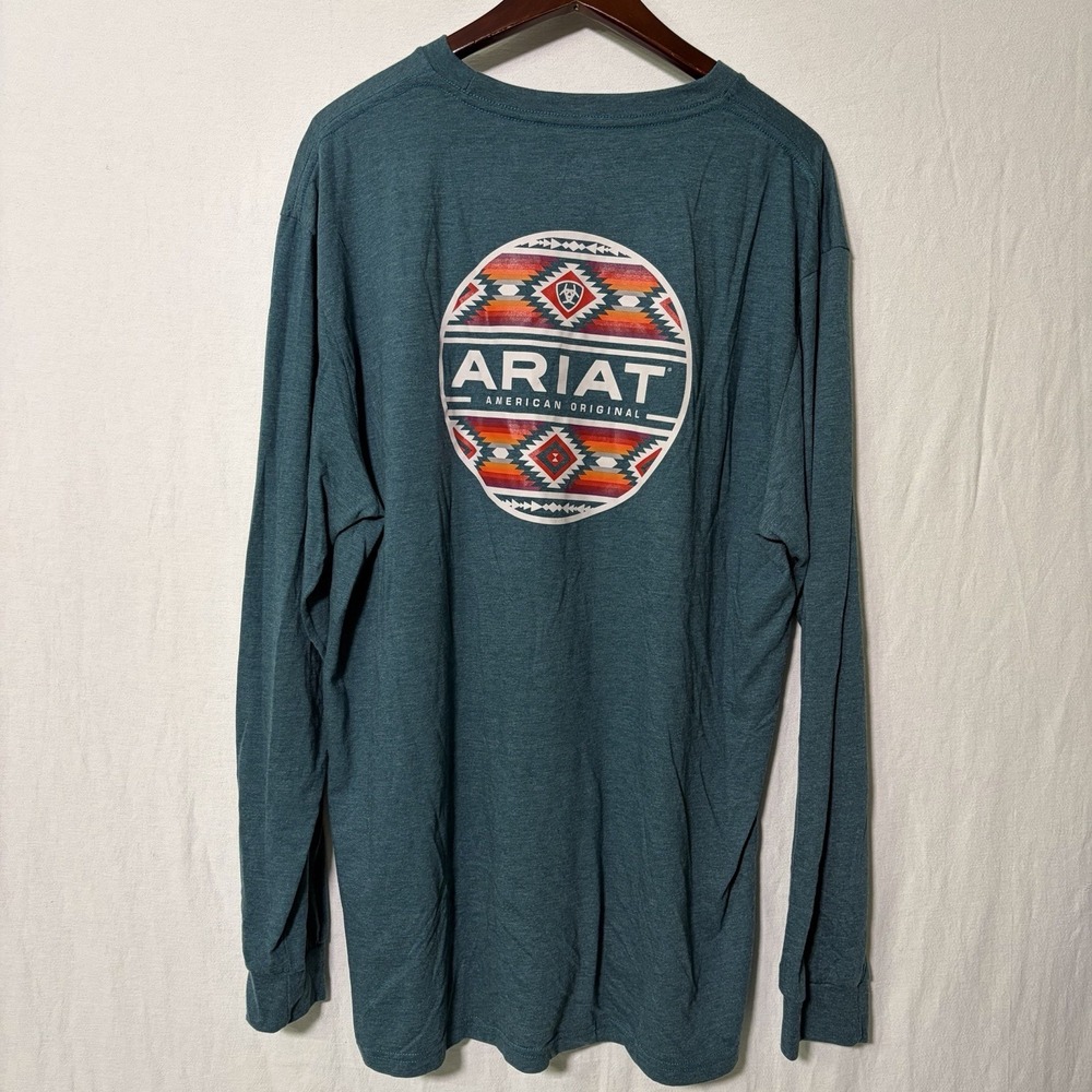 Ariat Long Sleeve Shirt Mens XXL Southwestern Aztec Print Double Sided Graphic